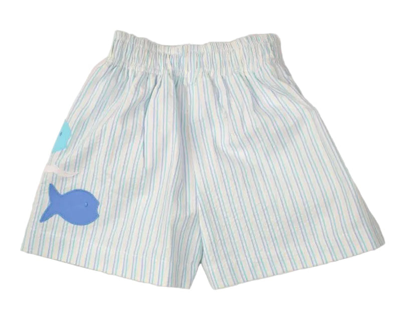 Funtasia Too Boys Swim Trunks - Blue Striped with Fish by Funtasia