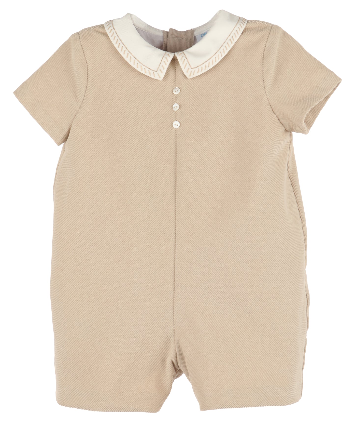 Luli & Me Baby Boys Cozy Cord Romper - Tan Beige