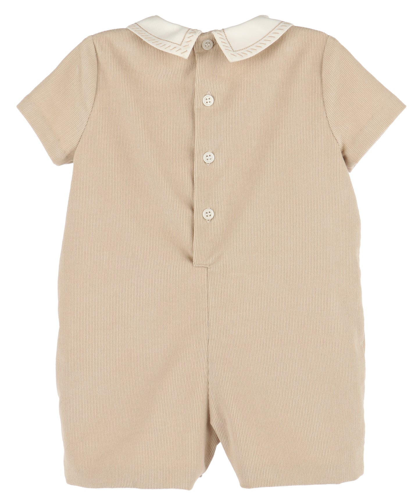Luli & Me Baby Boys Cozy Cord Romper - Tan Beige