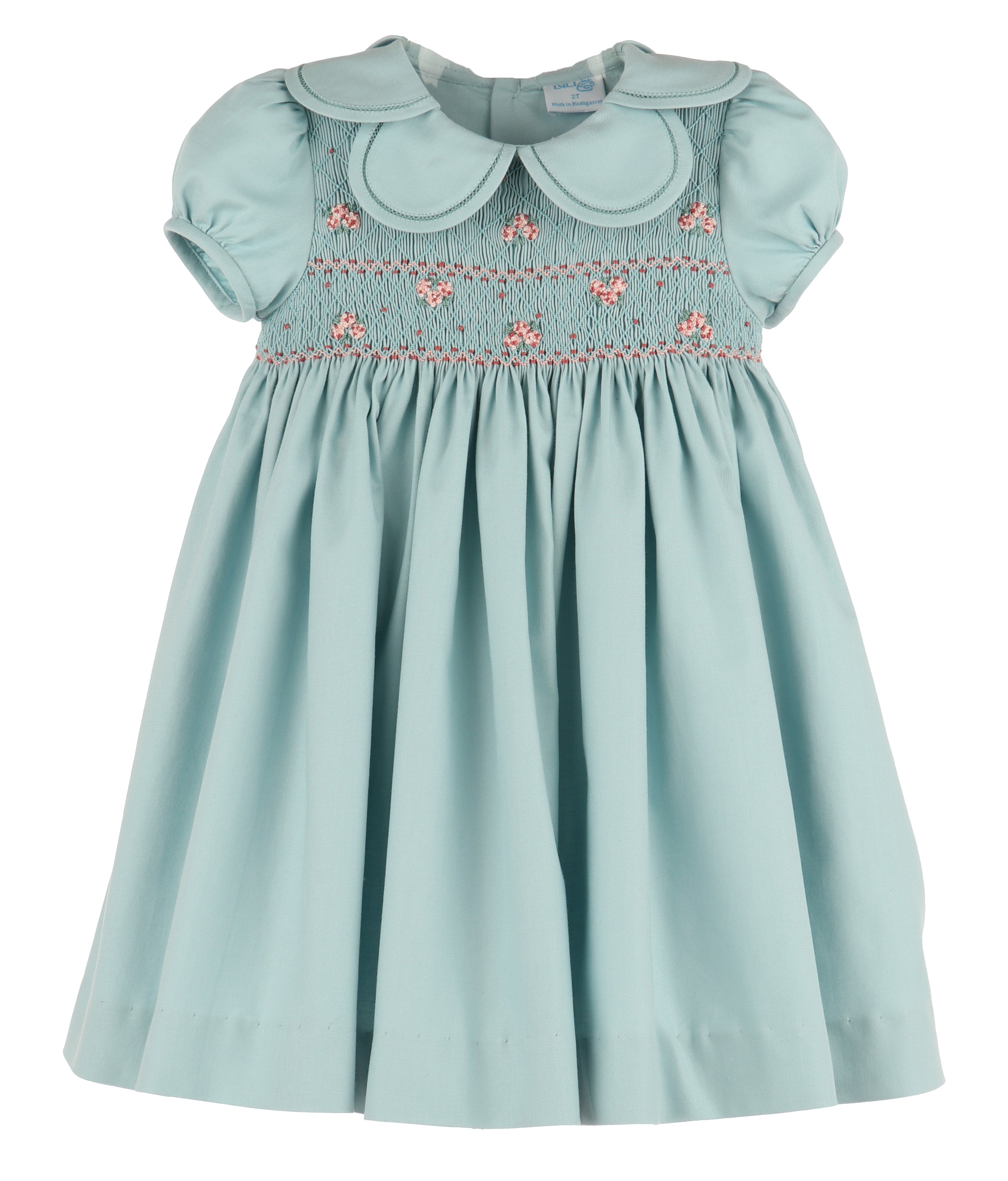 Luli & Me Girls Smocked Ruffle Sleeve Dress - Turquoise main image 0