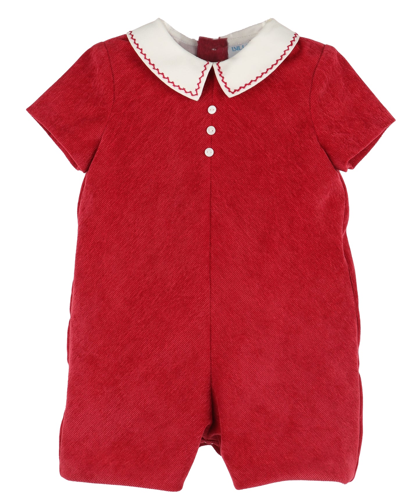 Luli & Me Baby Boys Stitched Collar Cord Romper - Red