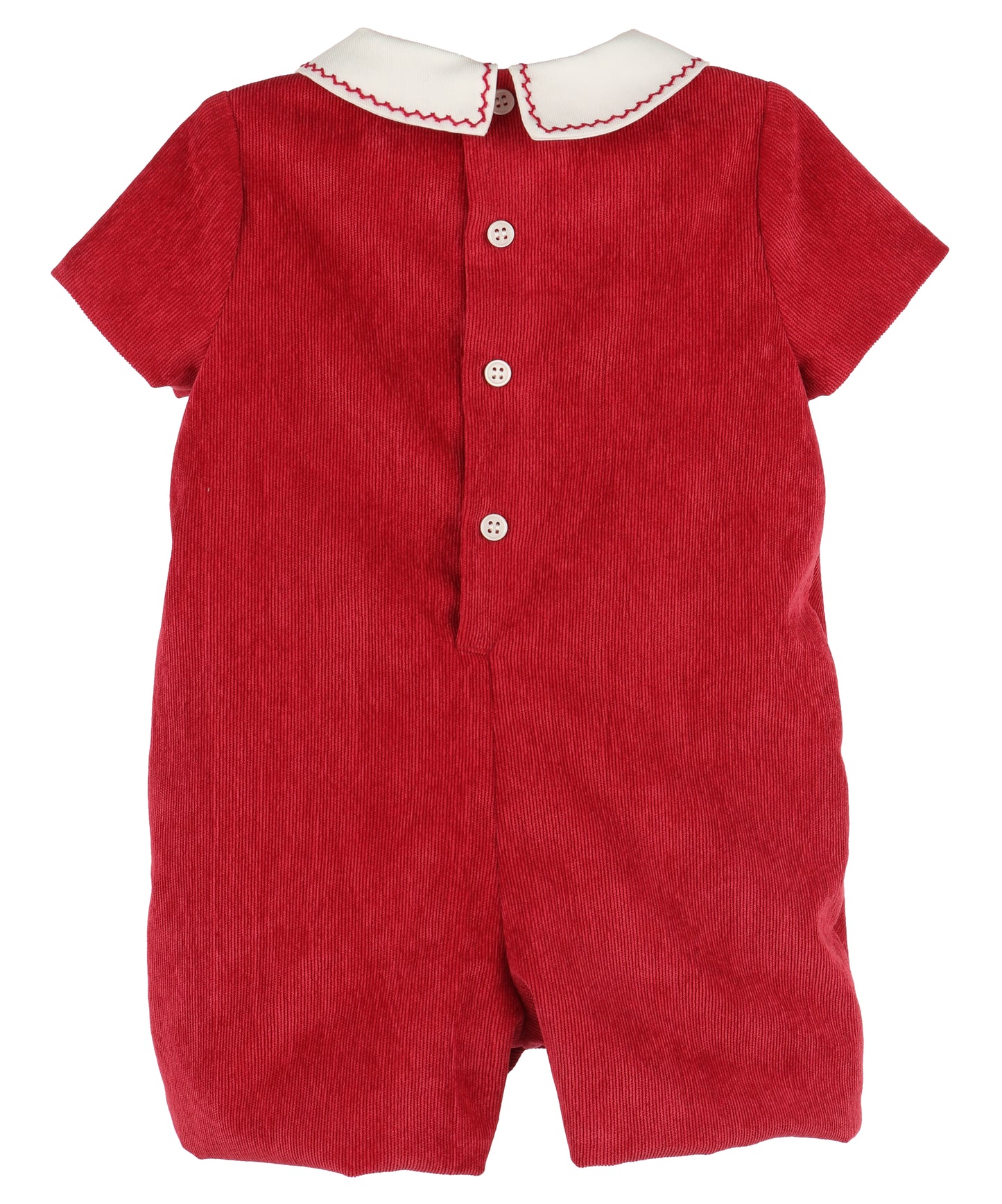Luli & Me Baby Boys Stitched Collar Cord Romper - Red