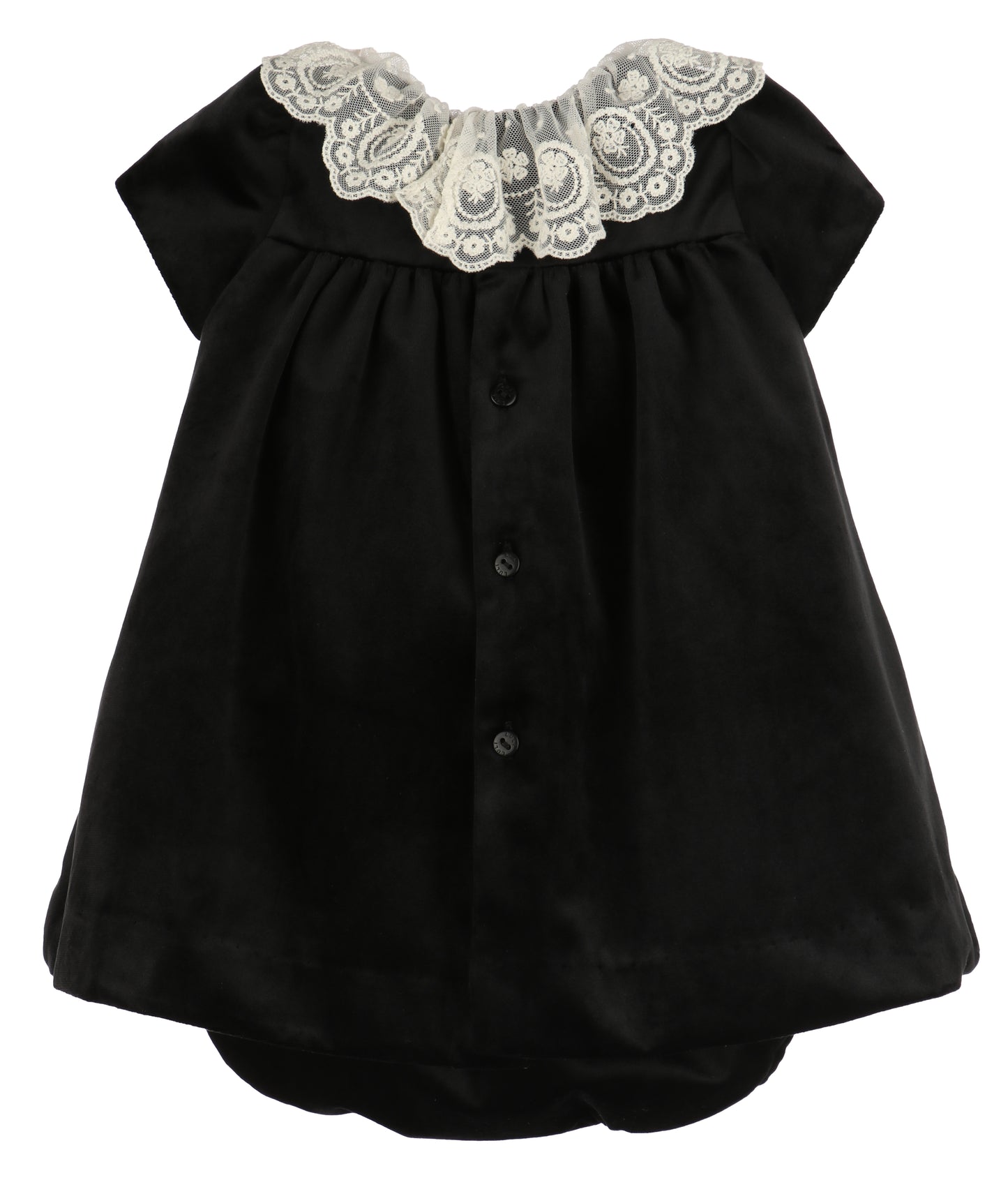 Luli & Me Girls Deluxe Velvet Float Dress - Lace Collar - Black by Luli & Me