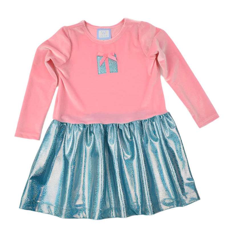 Funtasia Too Girls Sparkly Dress - Aqua & Pink with Present / Gift