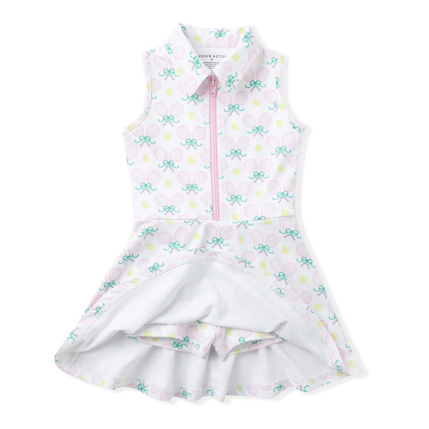 Swoon Baby Girls Active Tennis Dress - Racquets Print - Collar