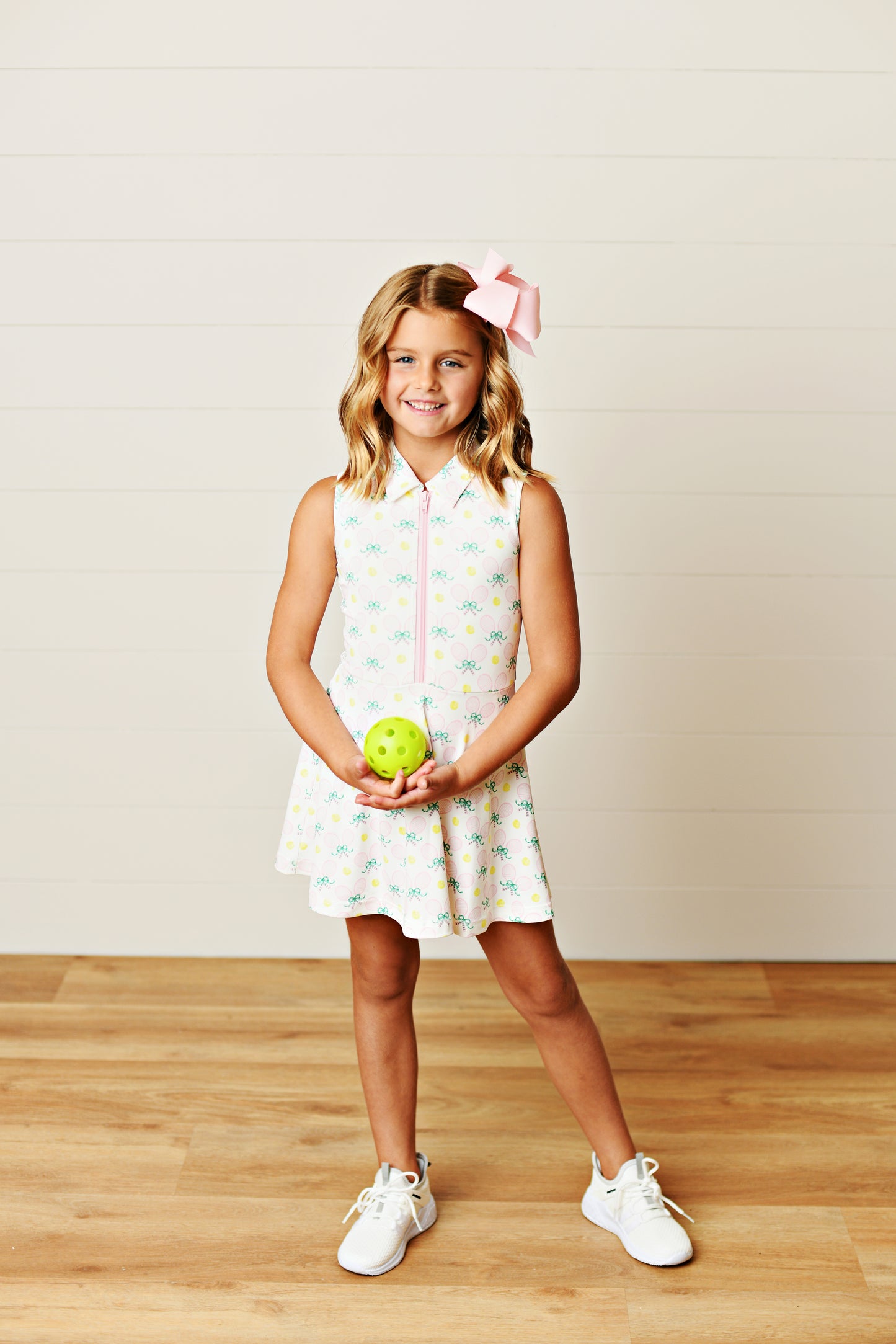 Swoon Baby Girls Active Tennis Dress - Racquets Print - Collar