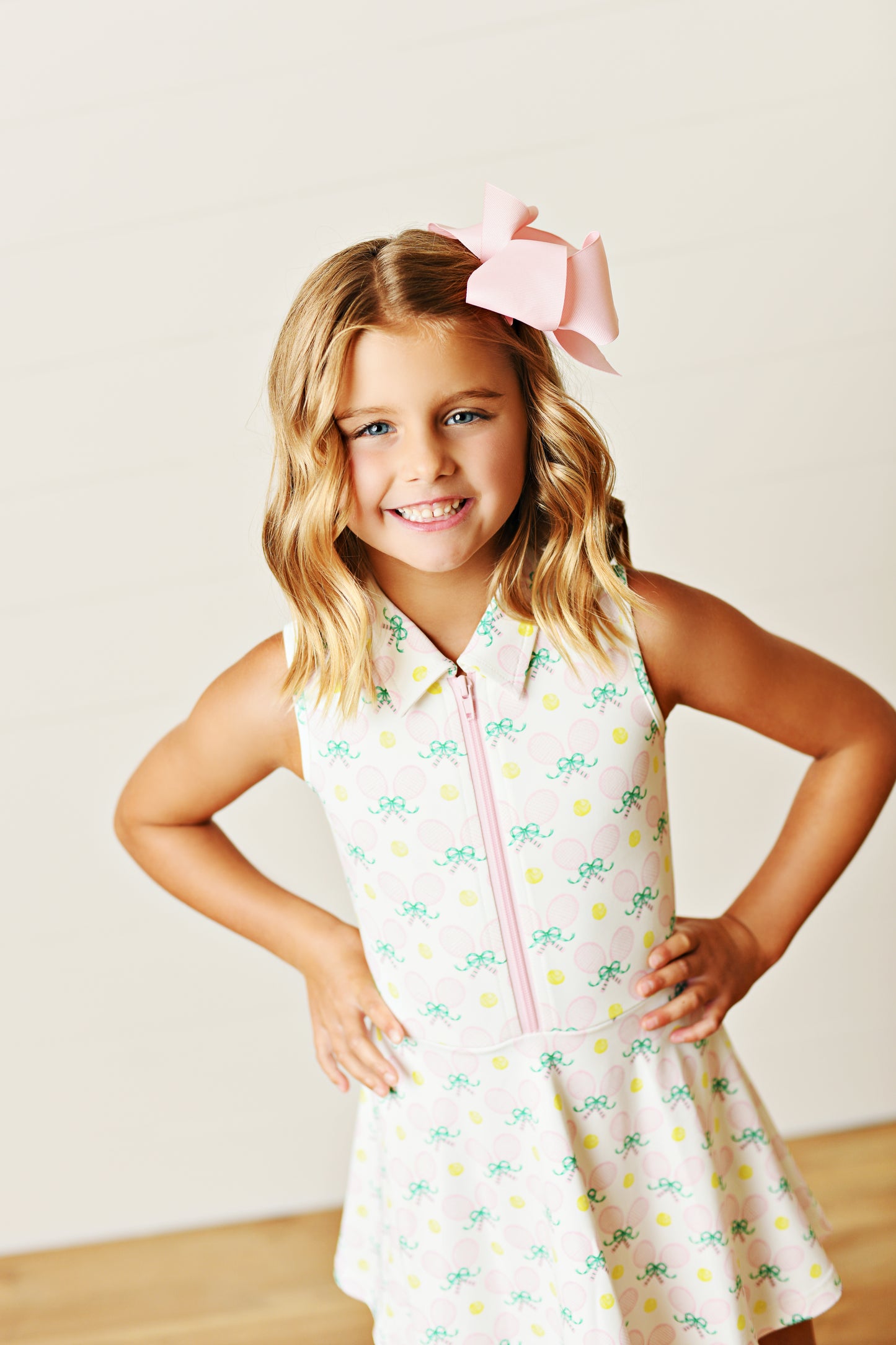 Swoon Baby Girls Active Tennis Dress - Racquets Print - Collar