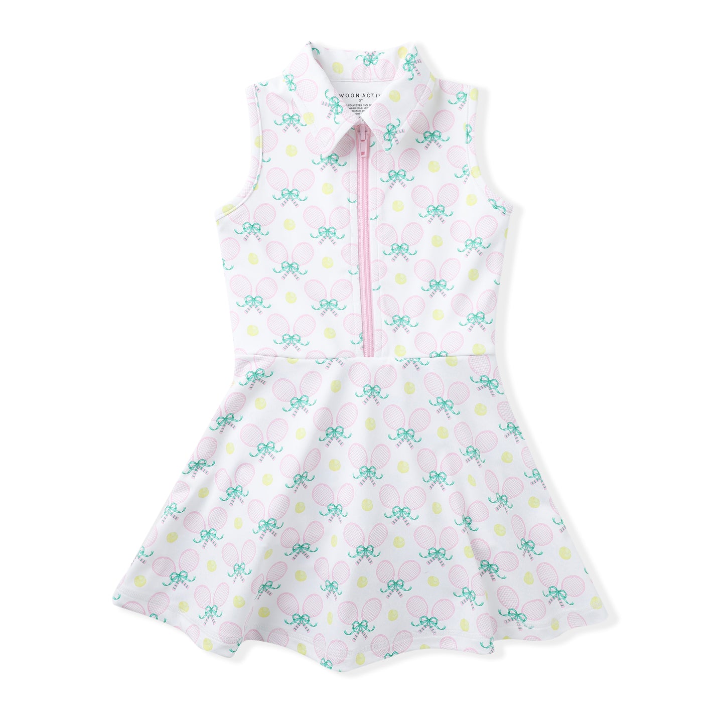 Swoon Baby Girls Active Tennis Dress - Racquets Print - Collar