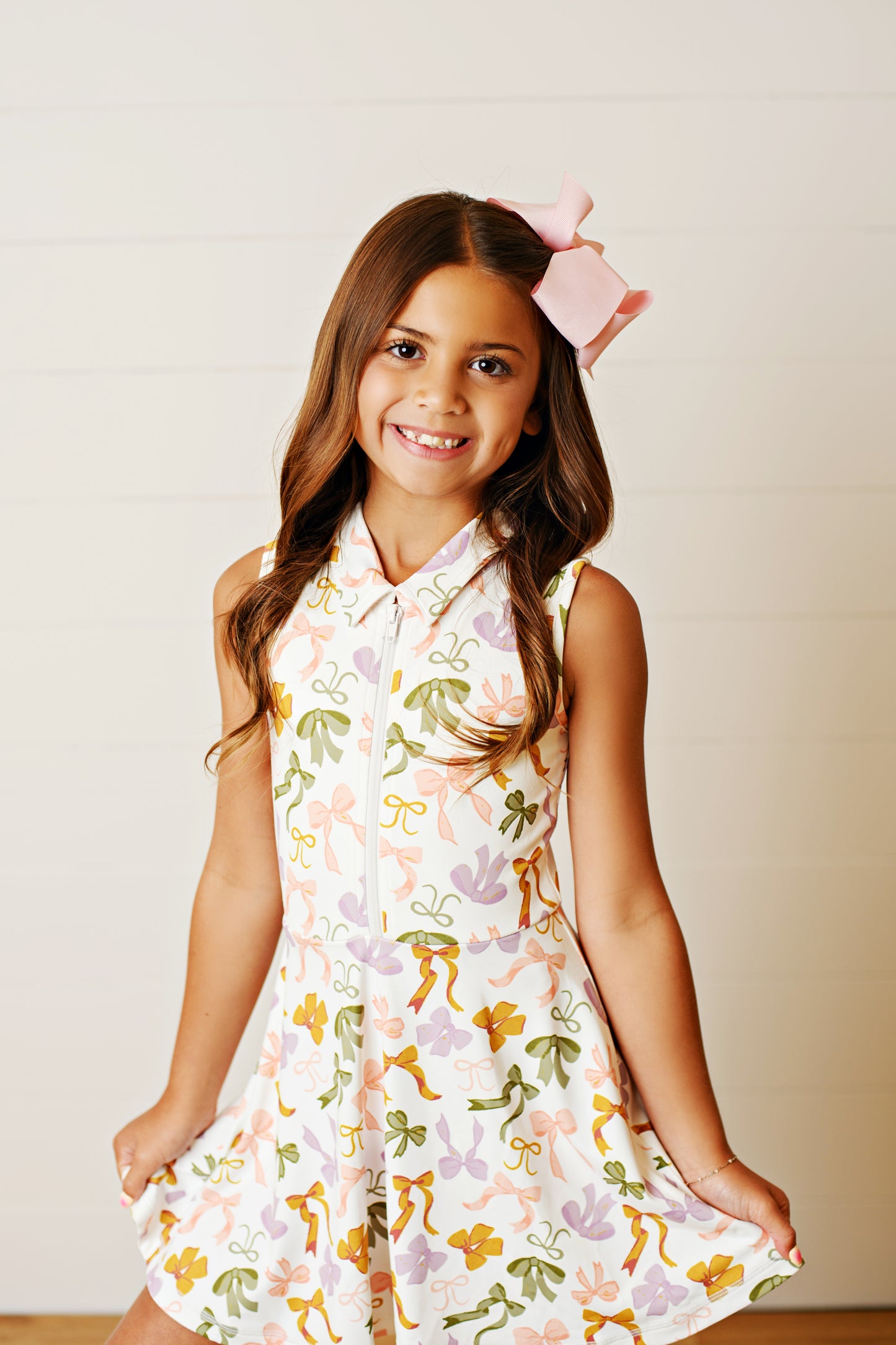 Swoon Baby Girls Active Tennis Dress - Collar - Bows Print