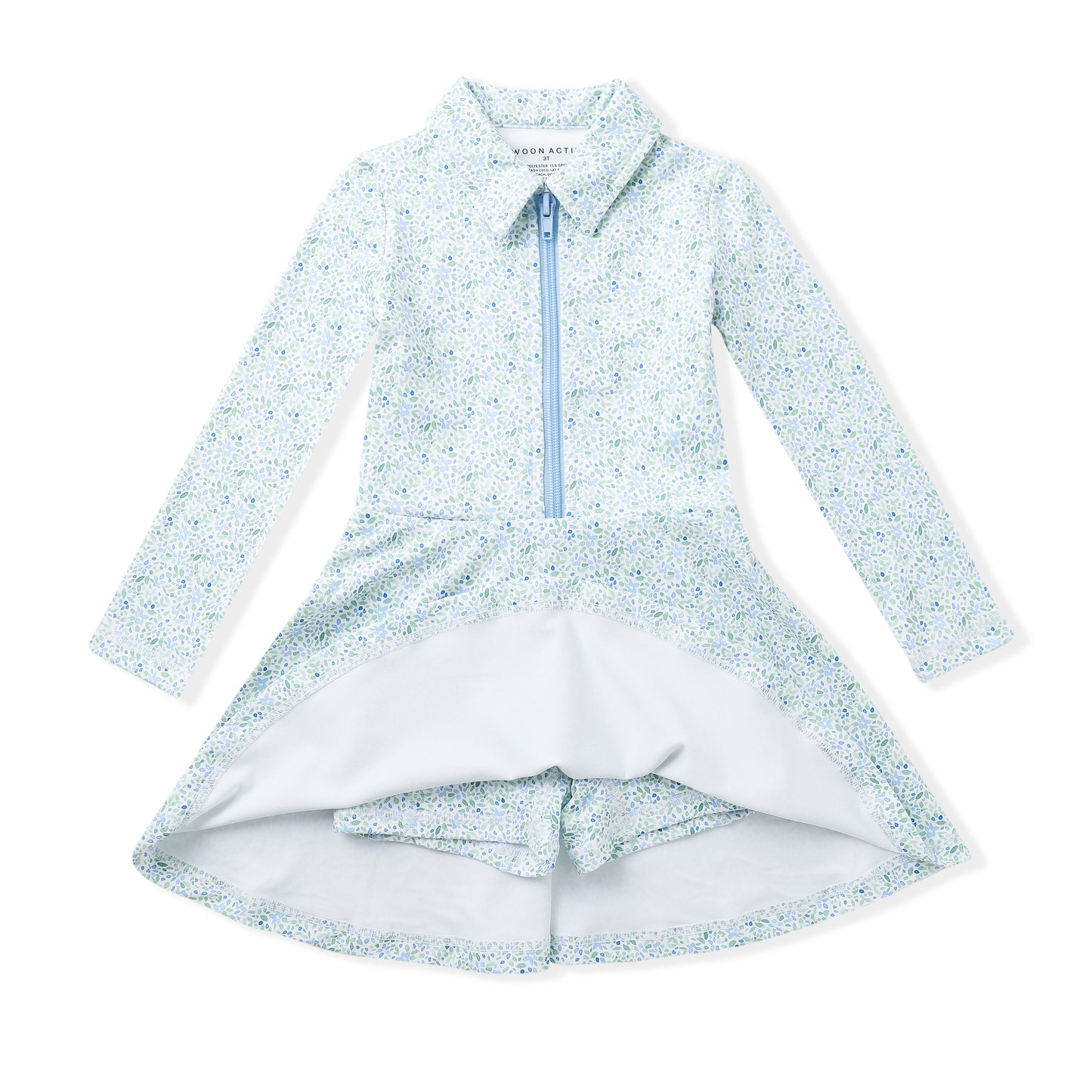 Swoon Baby Girls Active Tennis Dress - Long Sleeves - Blue Floral