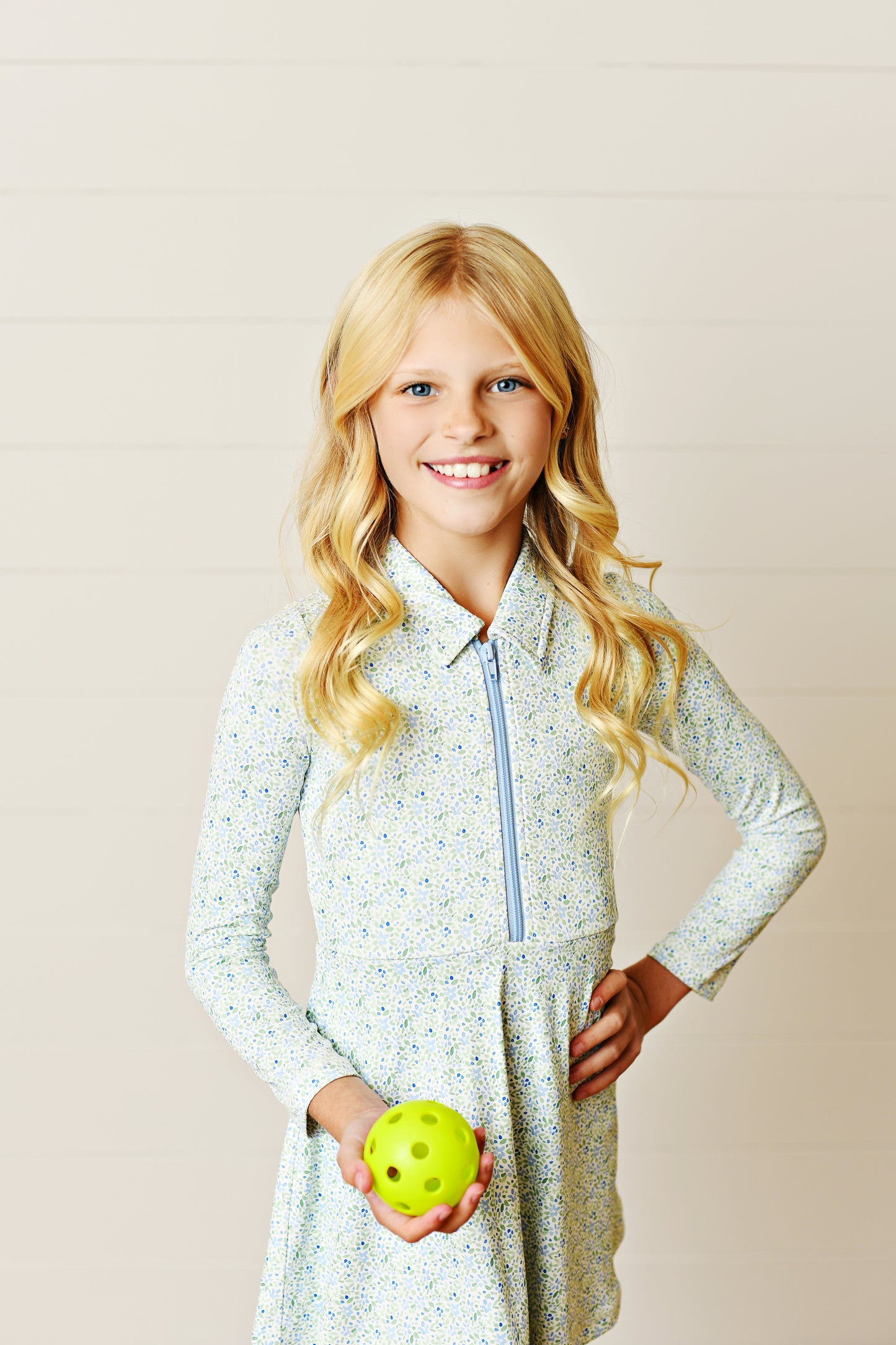 Swoon Baby Girls Active Tennis Dress - Long Sleeves - Blue Floral