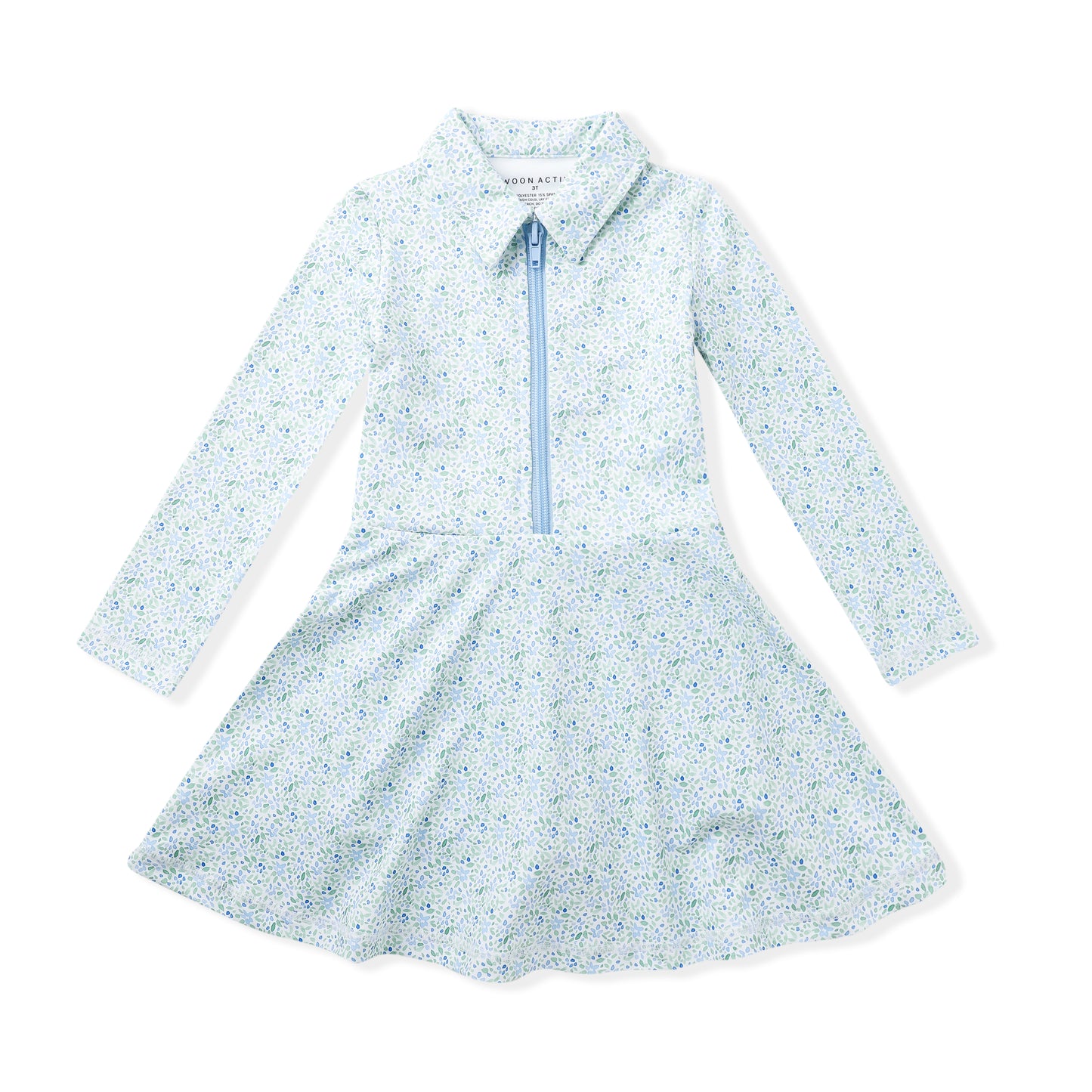 Swoon Baby Girls Active Tennis Dress - Long Sleeves - Blue Floral