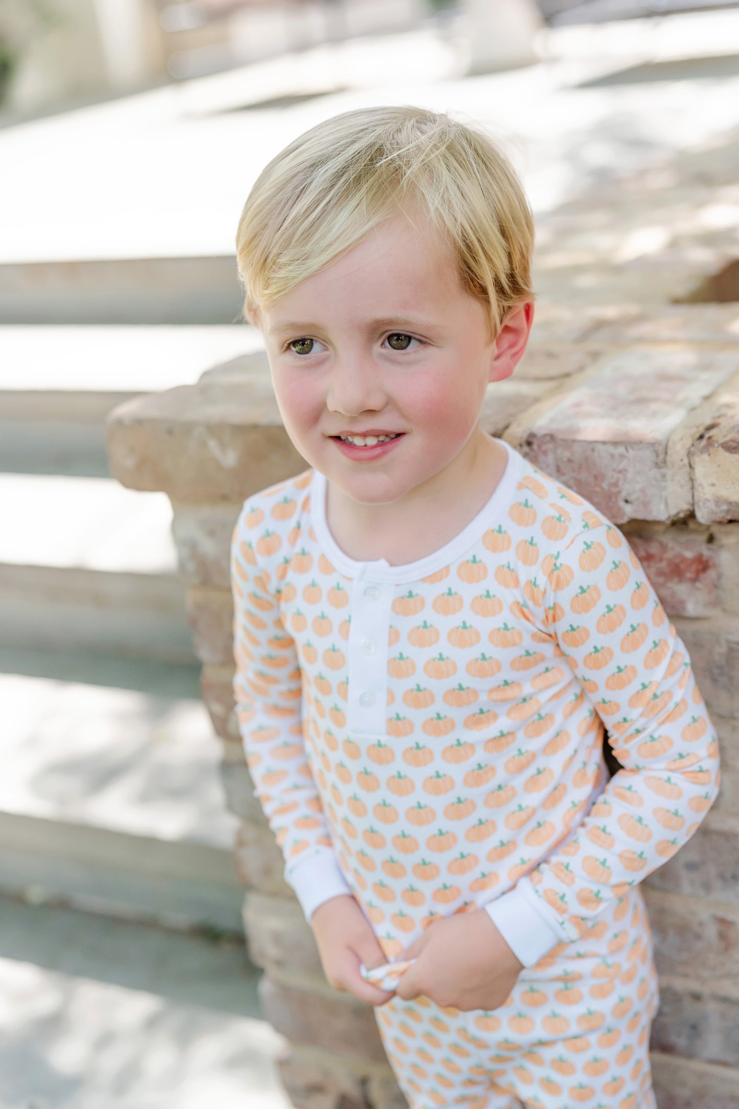 Lila & Hayes Boys Jack Pajamas Set - Orange Harvest Pumpkins