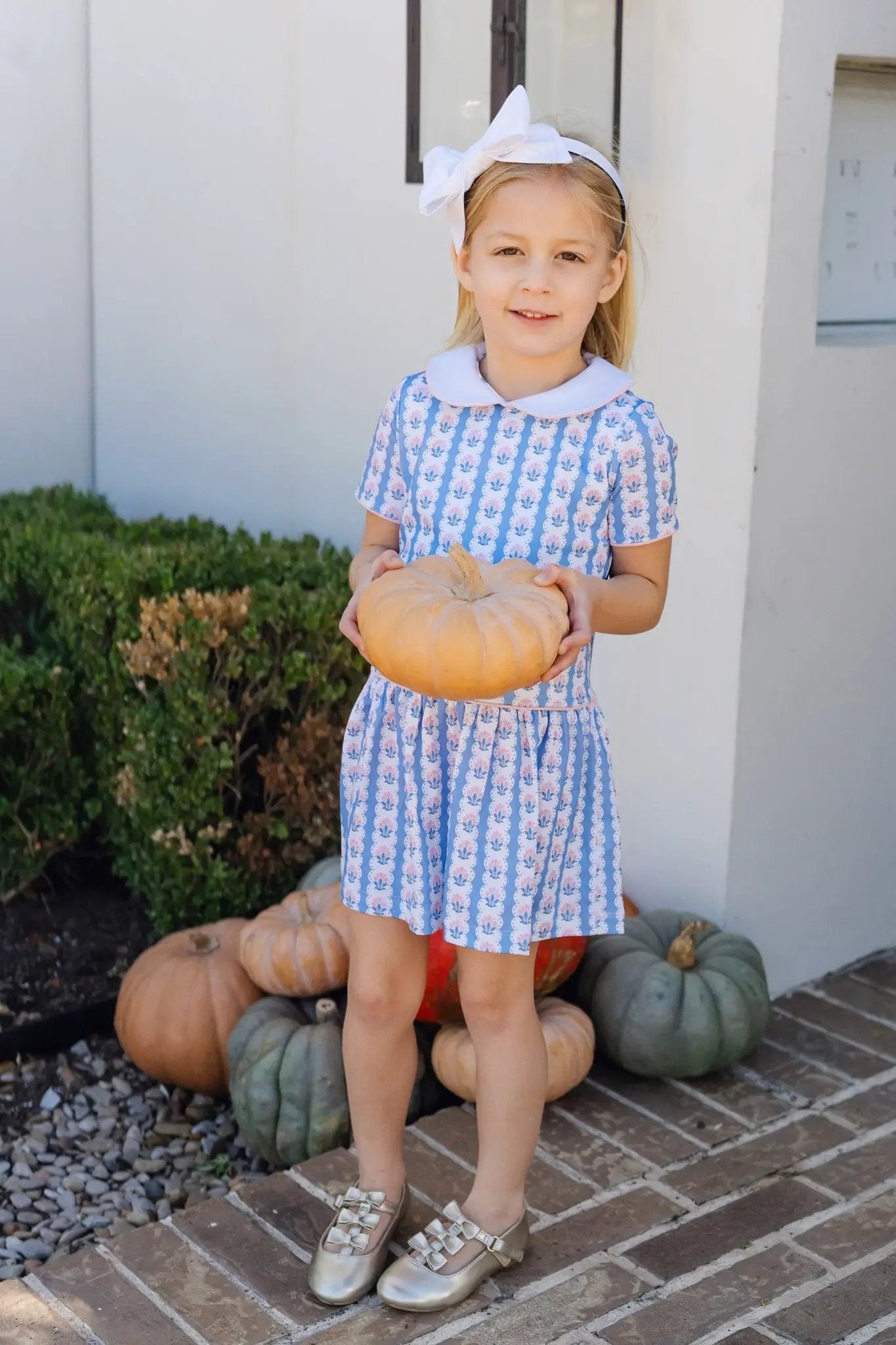 Lila & Hayes Girls Libby Dress - Blue Harvest Ribbon Floral