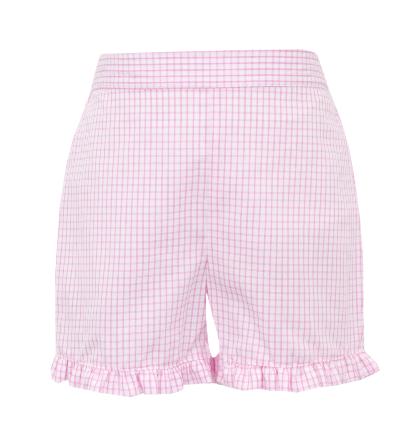Anavini Girls Pink Check Ruffle Shorts with Smocked Princess Top