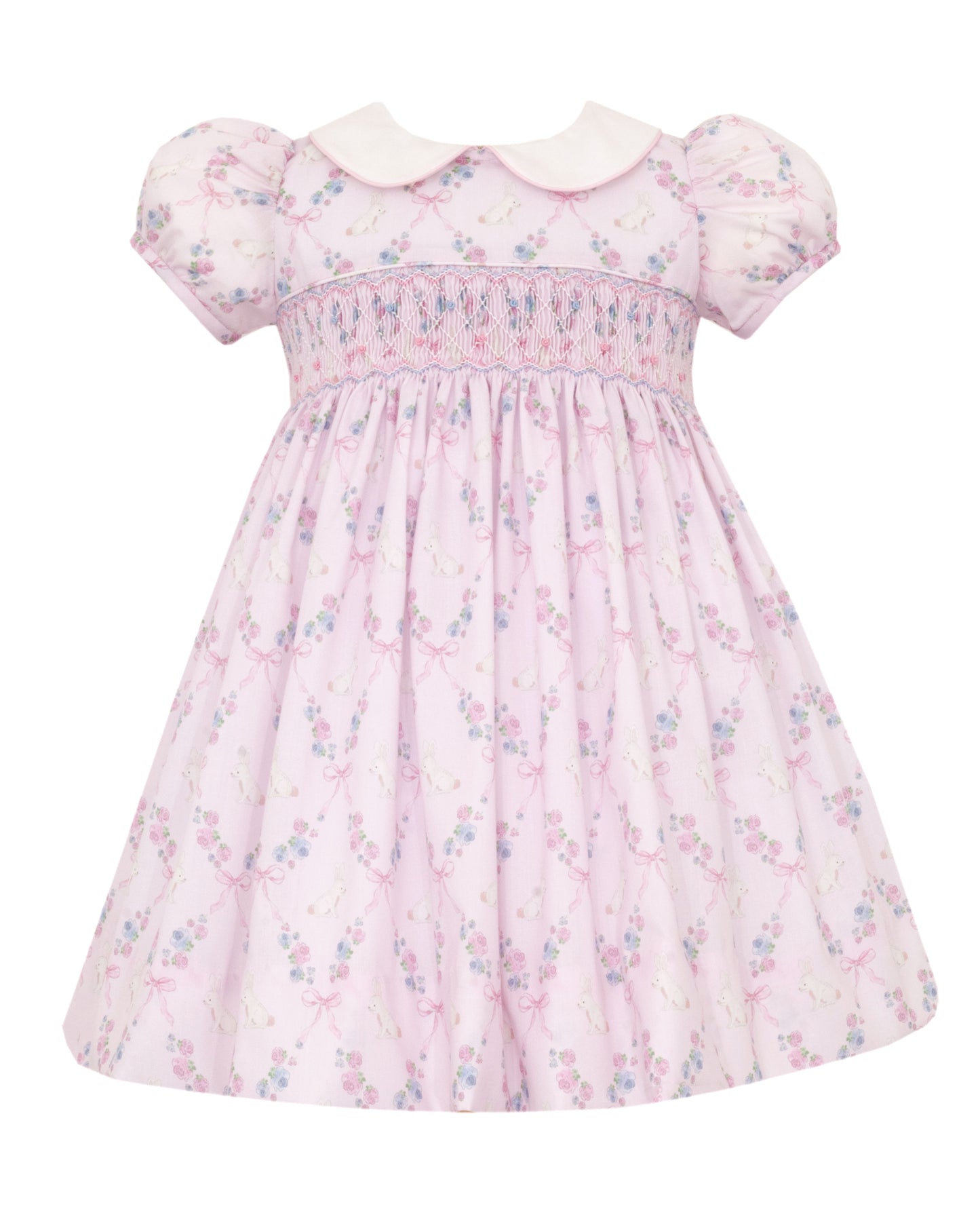 Anavini Girls Pink Bunny Print Float Dress by Anavini
