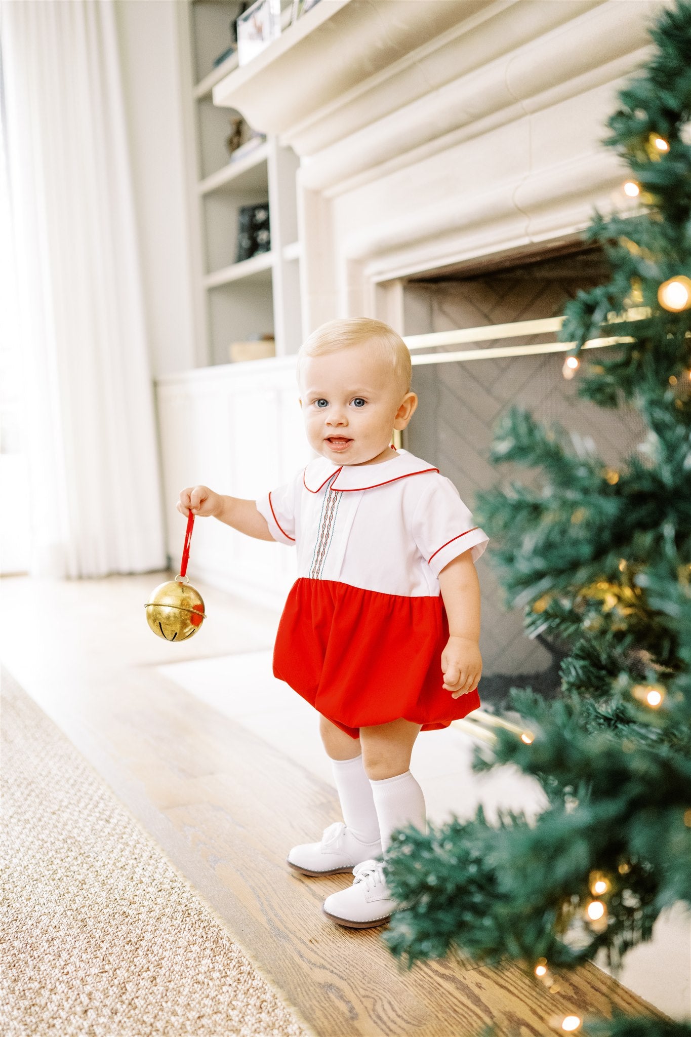 Proper Peony Boys Angelica White & Red Christmas Bubble
