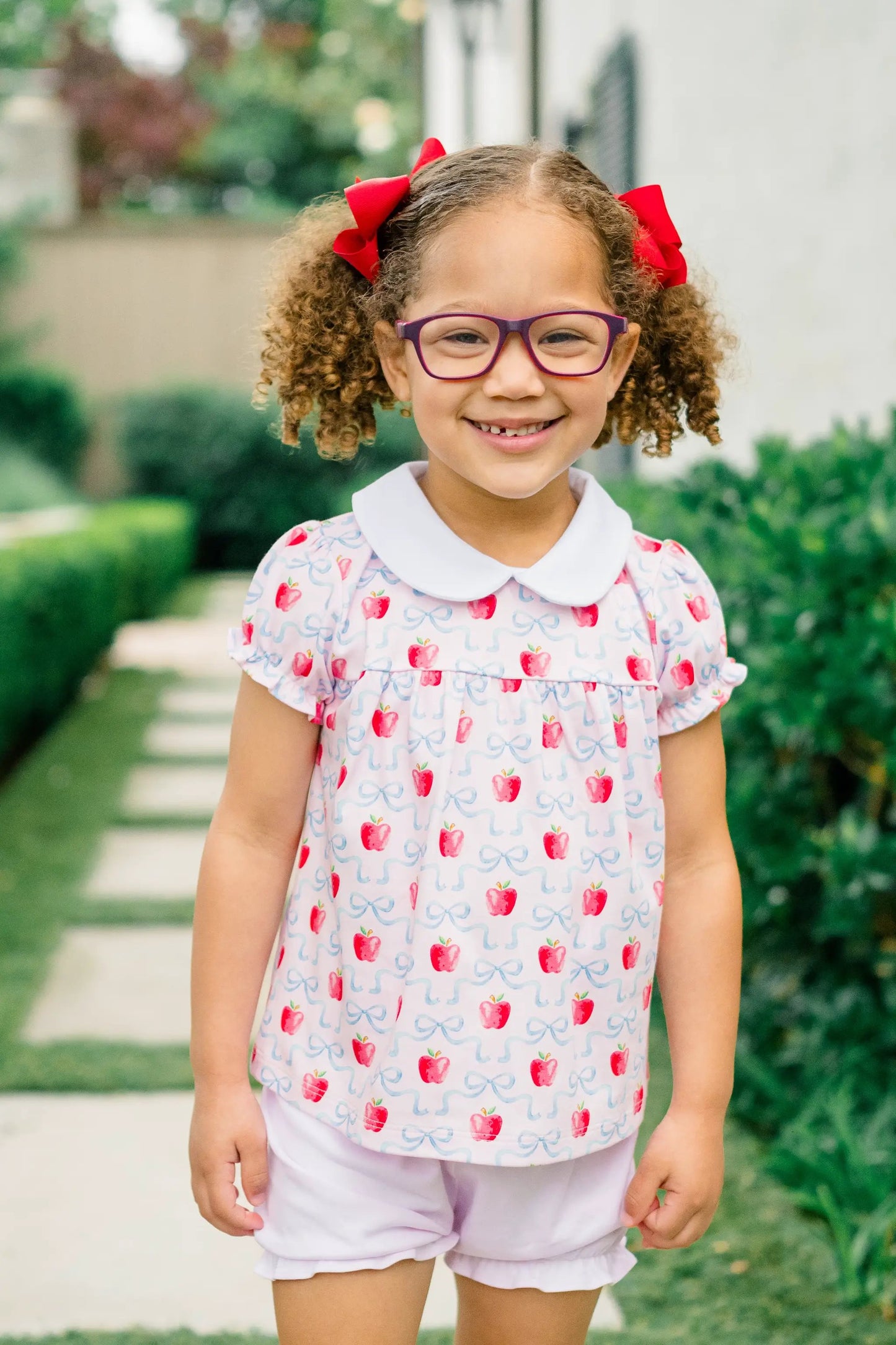 Proper Peony Toddler Girls Pink Pima School Apple Blossoms Bloomer Set by Proper Peony