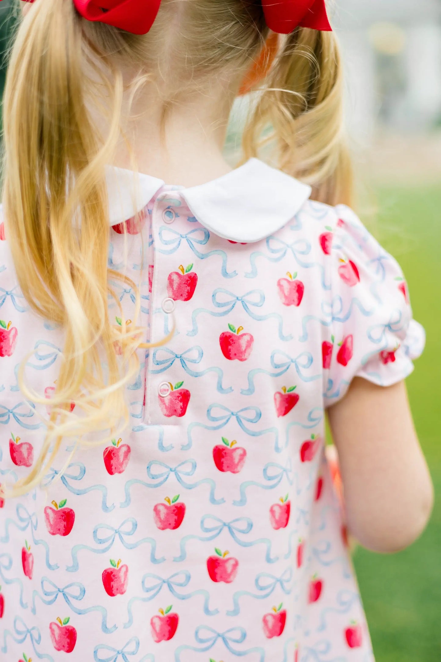 Proper Peony Girls Pink Pima School Apple Blossoms Dress with Collar by Proper Peony