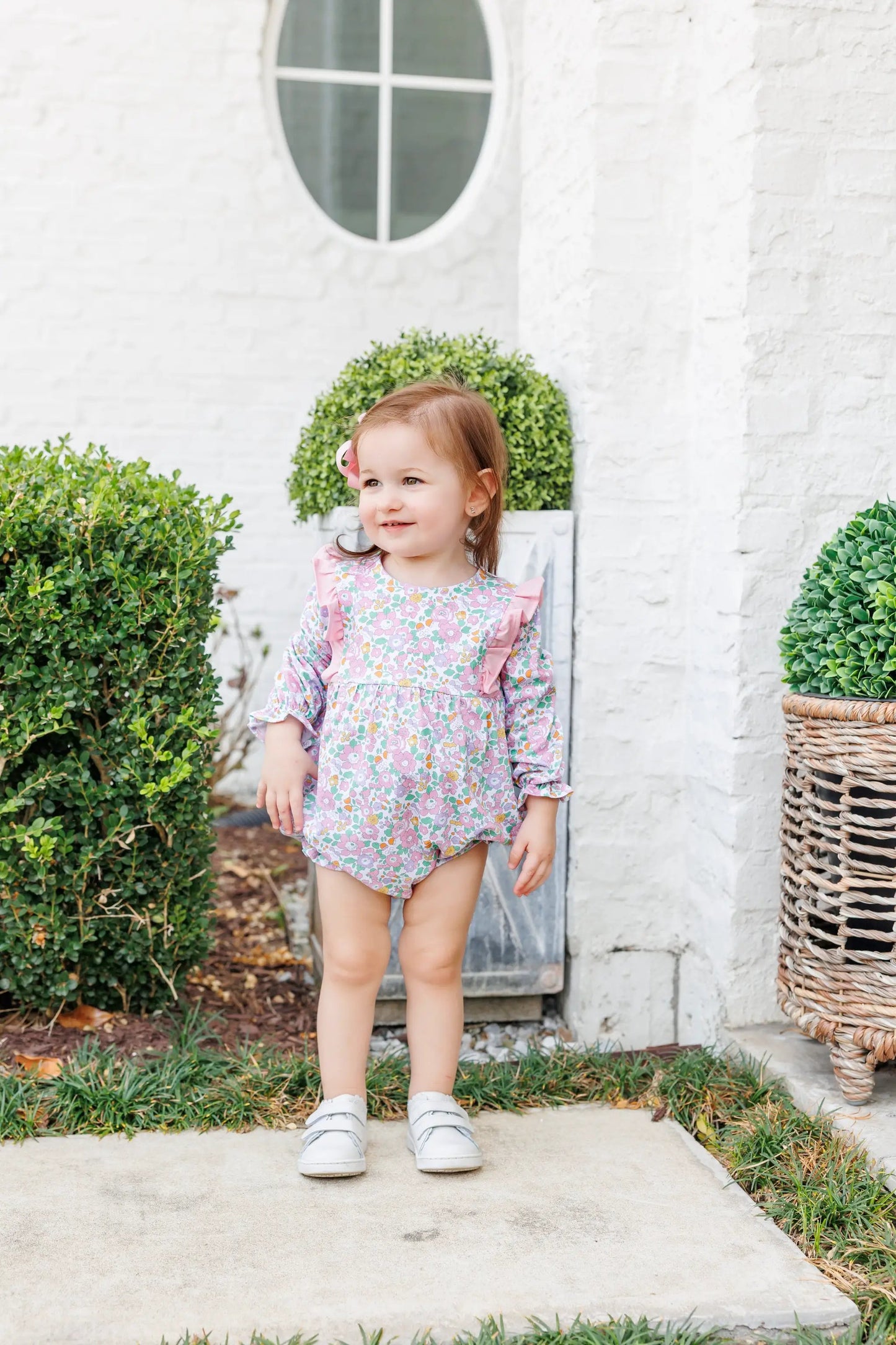 Trotter Street Kids Baby Girls Pink Autumn Blooms Floral Bubble
