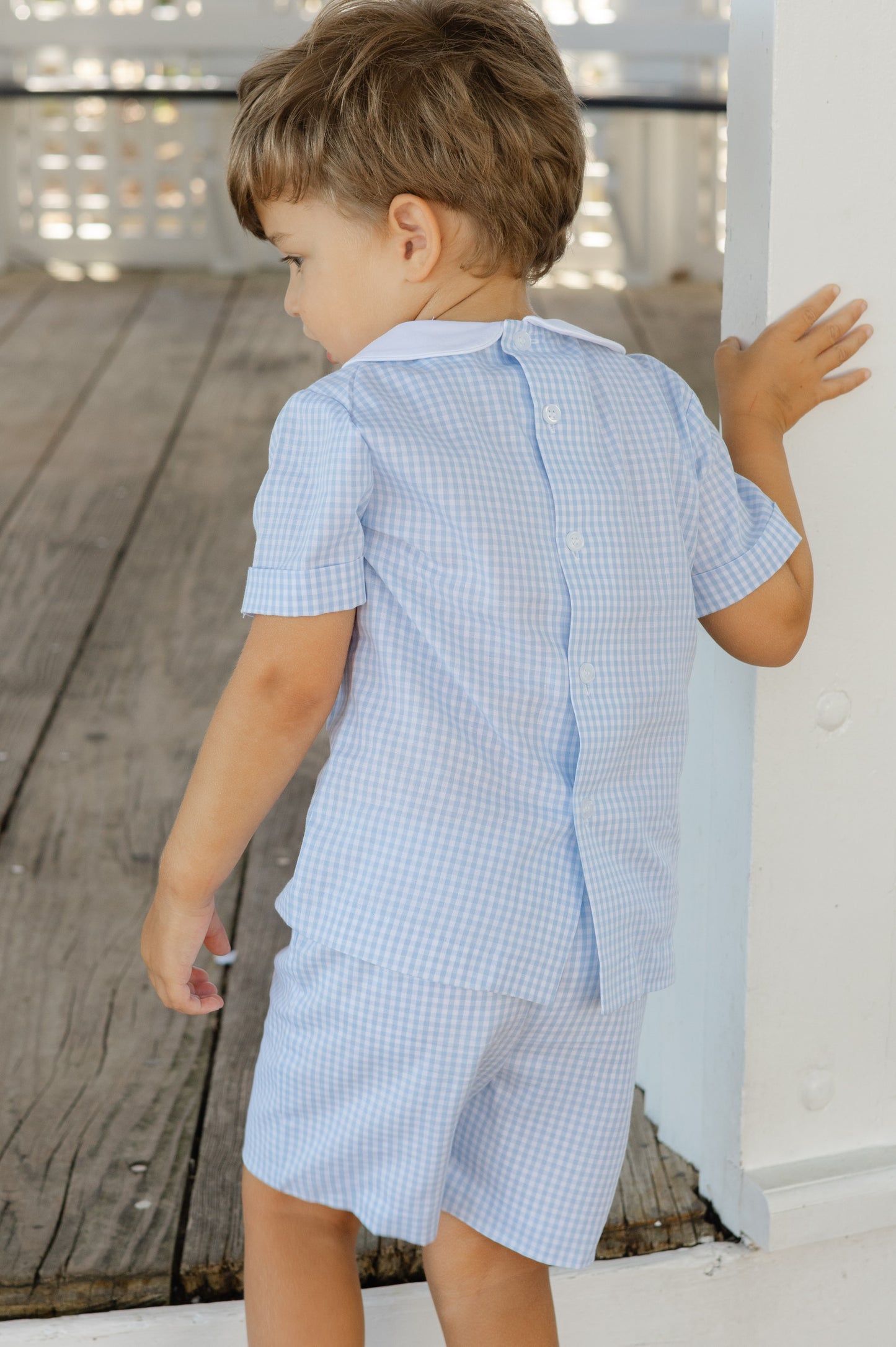 Bailey Boys Dressy Shorts Set - Blue Check - White Collar by Bailey Boys