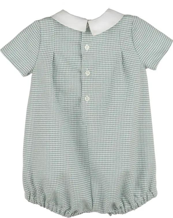 Luli & Me Boys Green Checks Smocked Bubble