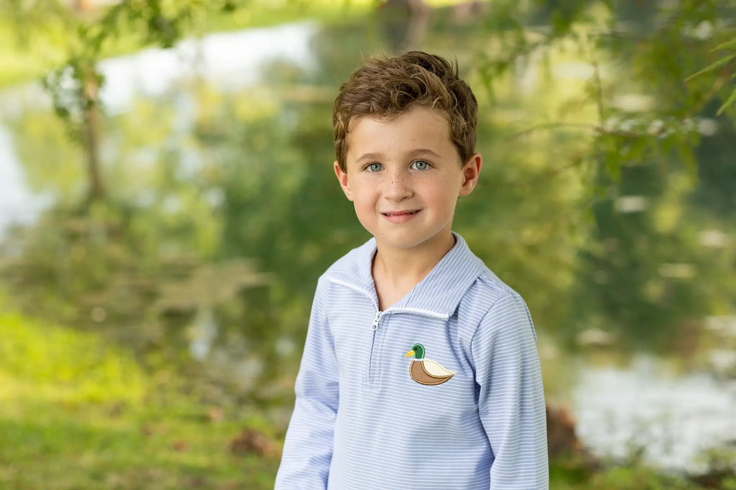 Trotter Street Kids Boys Blue Mallard Quarter Zip Pullover
