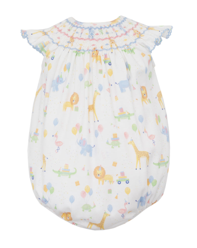birthday parade dress Claire & Charlie Baby Girls Pastel Birthday Animals Parade Smocked Bishop Dress 18M