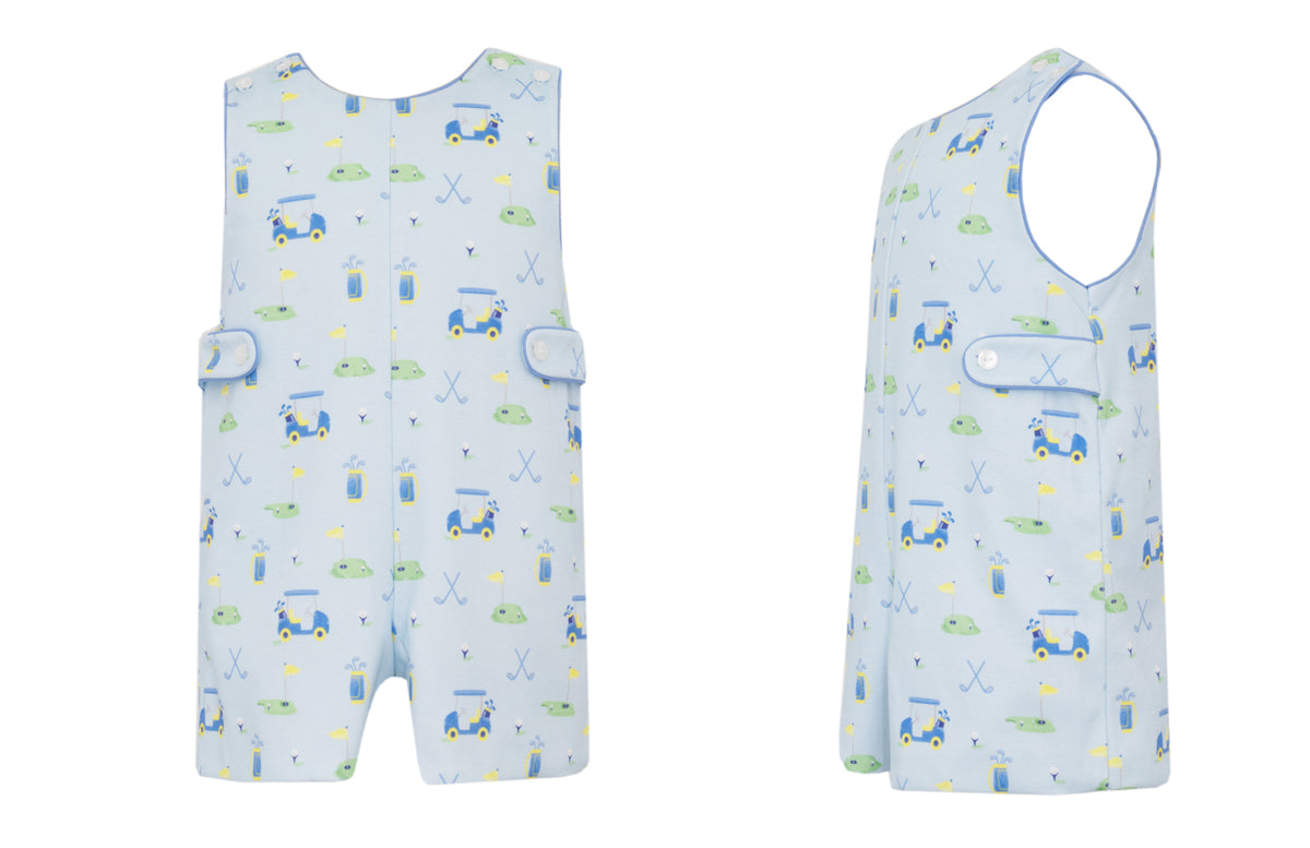 Claire & Charlie Boys Blue Knit Golf Print Jon Jon by Claire & Charlie