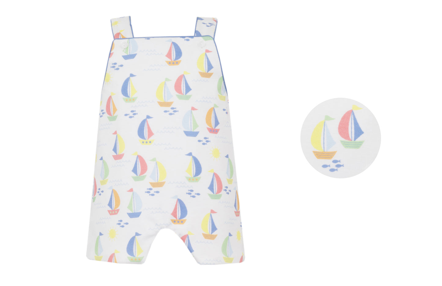 Claire & Charlie Boys Knit Jon Jon - Sailboat Print by Claire & Charlie