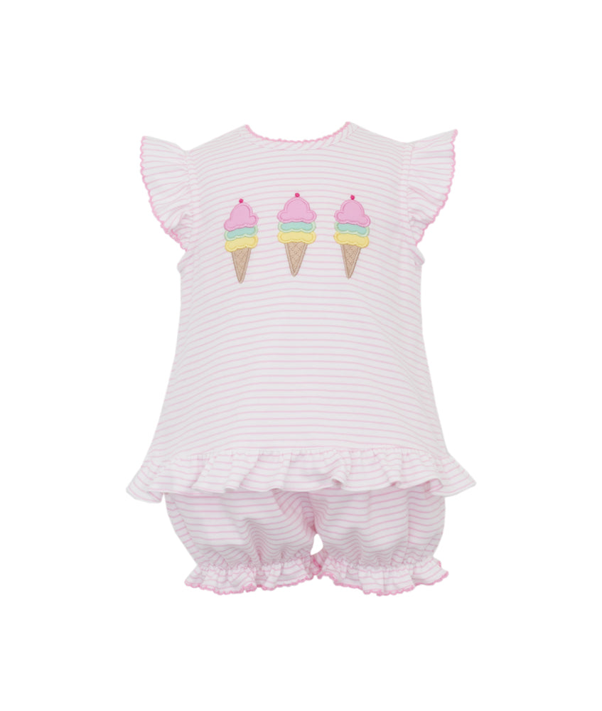 Claire & Charlie Girls Pink Knit Bloomers Set - Ice Cream Cones by Claire & Charlie