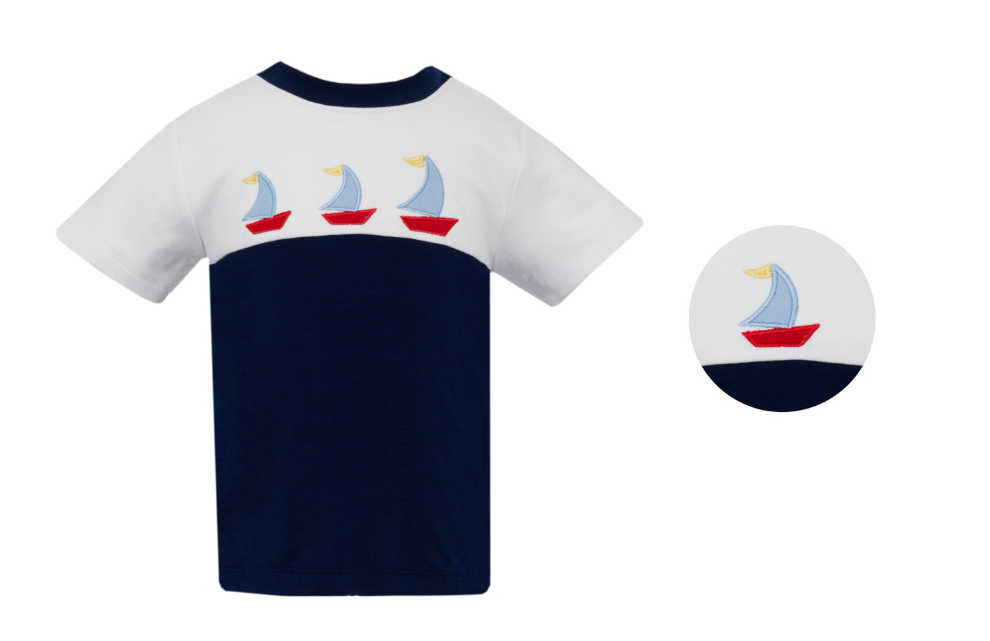 Claire & Charlie Boys Navy Blue Knit Shirt - Sailboats by Claire & Charlie