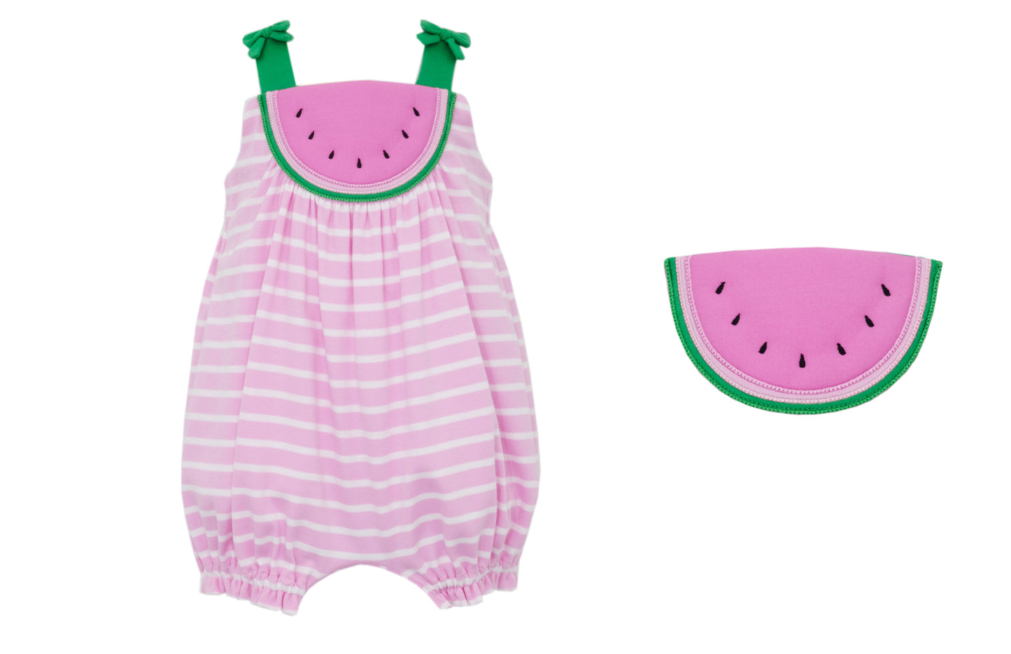 Claire & Charlie Baby Girls Pink Striped Knit Watermelon Bubble
