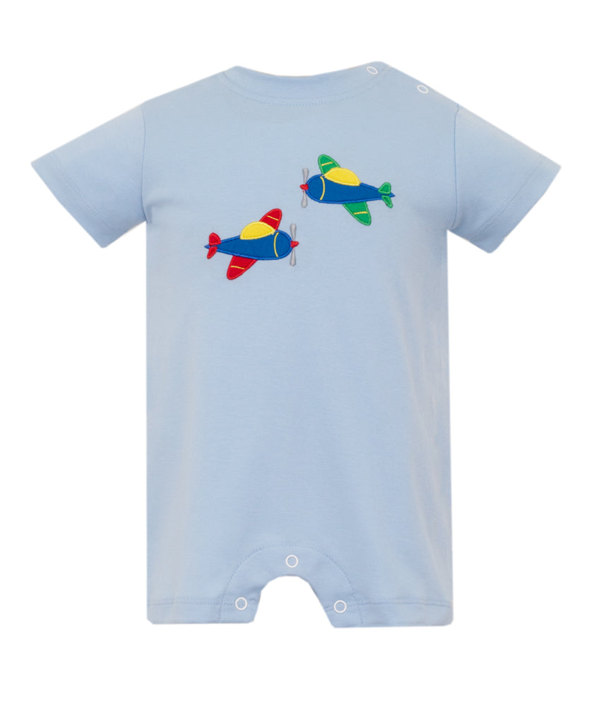 Claire & Charlie Baby Boys Blue Knit Romper - Airplanes