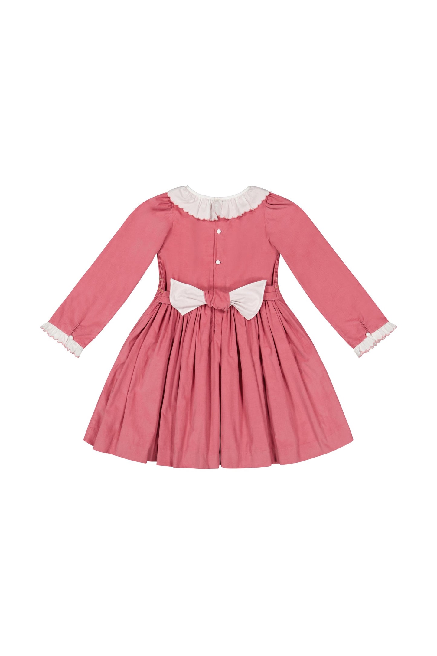 Antoinette Paris Girls Chiara Smocked Bodice Dress with Sash - Pink