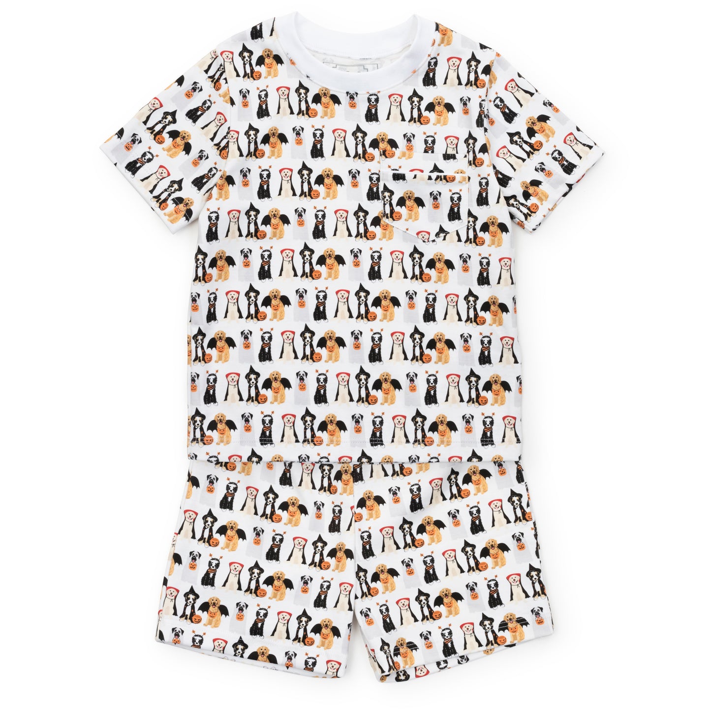 Lila & Hayes Boys Charles Short Pajamas Set - Halloween Pups