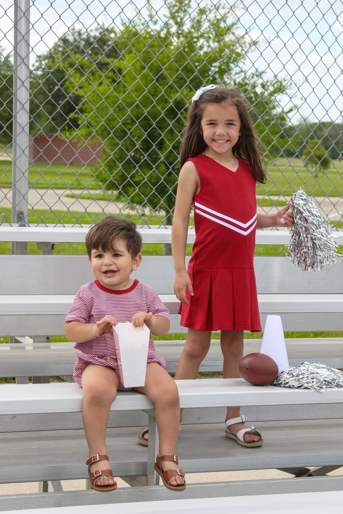 Trotter Street Kids Girls Football Cheer Uniform Dress - Crimson Tide