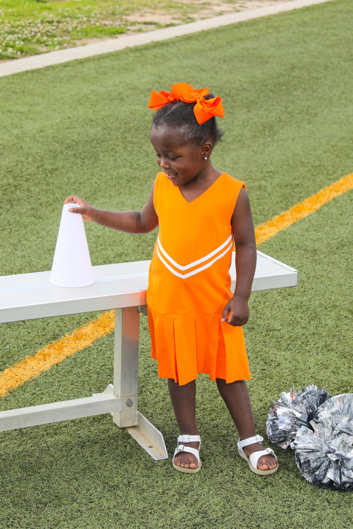 Trotter Street Kids Girls Football Cheer Uniform Dress - Orange