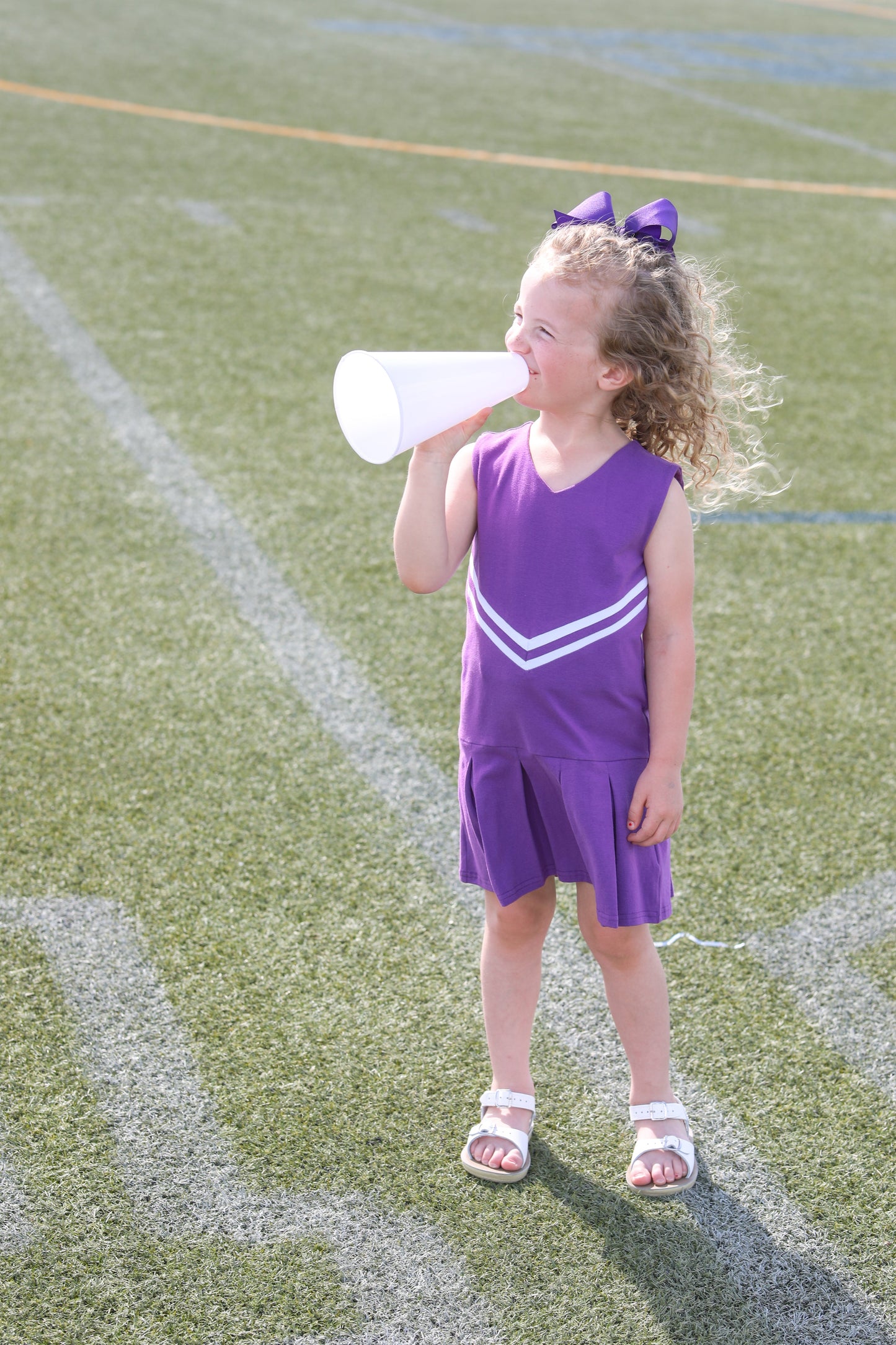 Trotter Street Kids Girls Football Cheer Uniform Dress - Purple