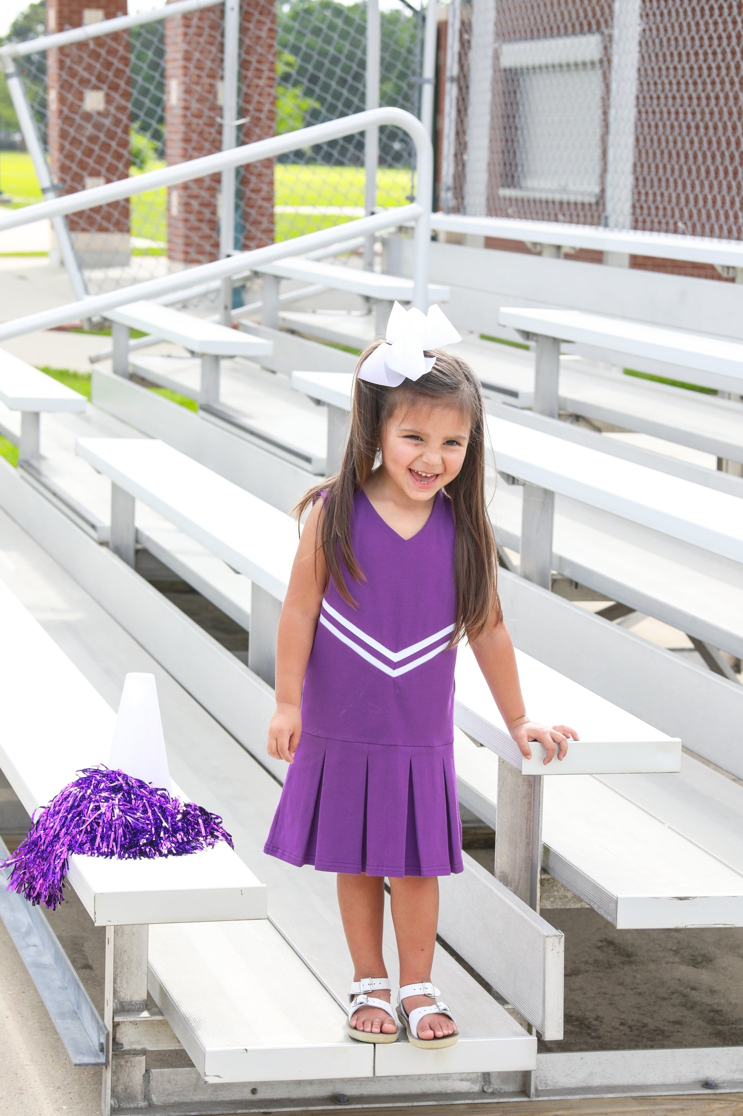 Trotter Street Kids Girls Football Cheer Uniform Dress - Purple