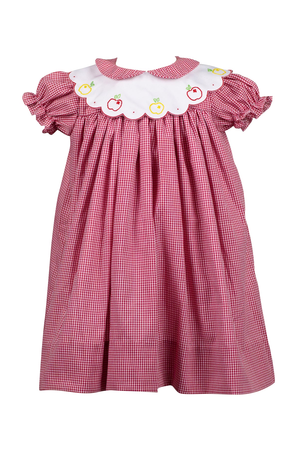 Proper Peony Girls Red Check Apple Crispin Dress - Scallop Collar