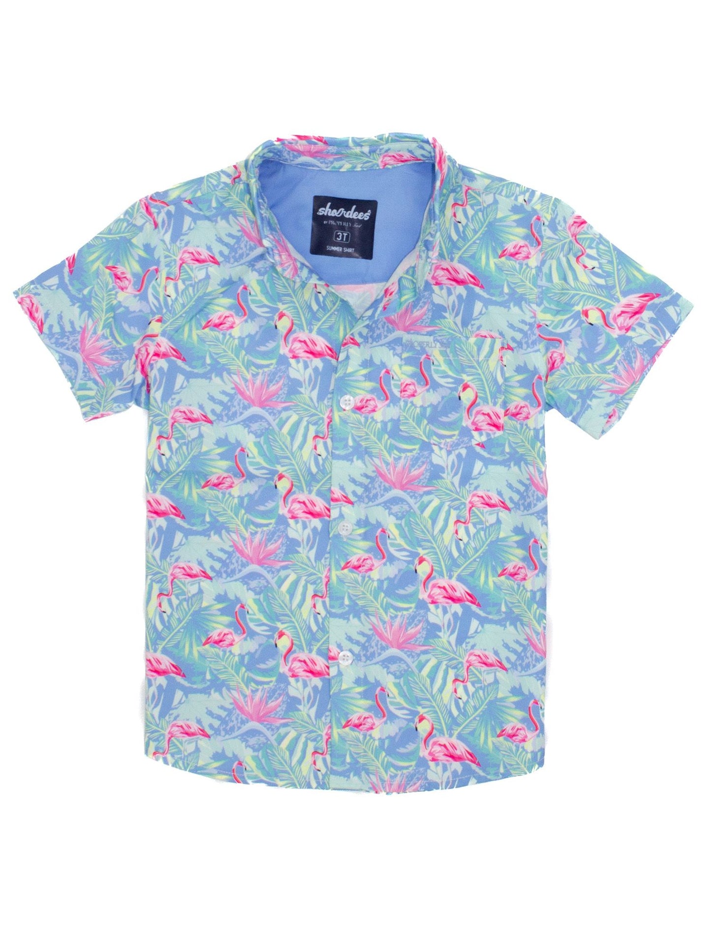 Properly Tied Boys Shordees Summer Shirt - Floral Flamingo by Properly Tied