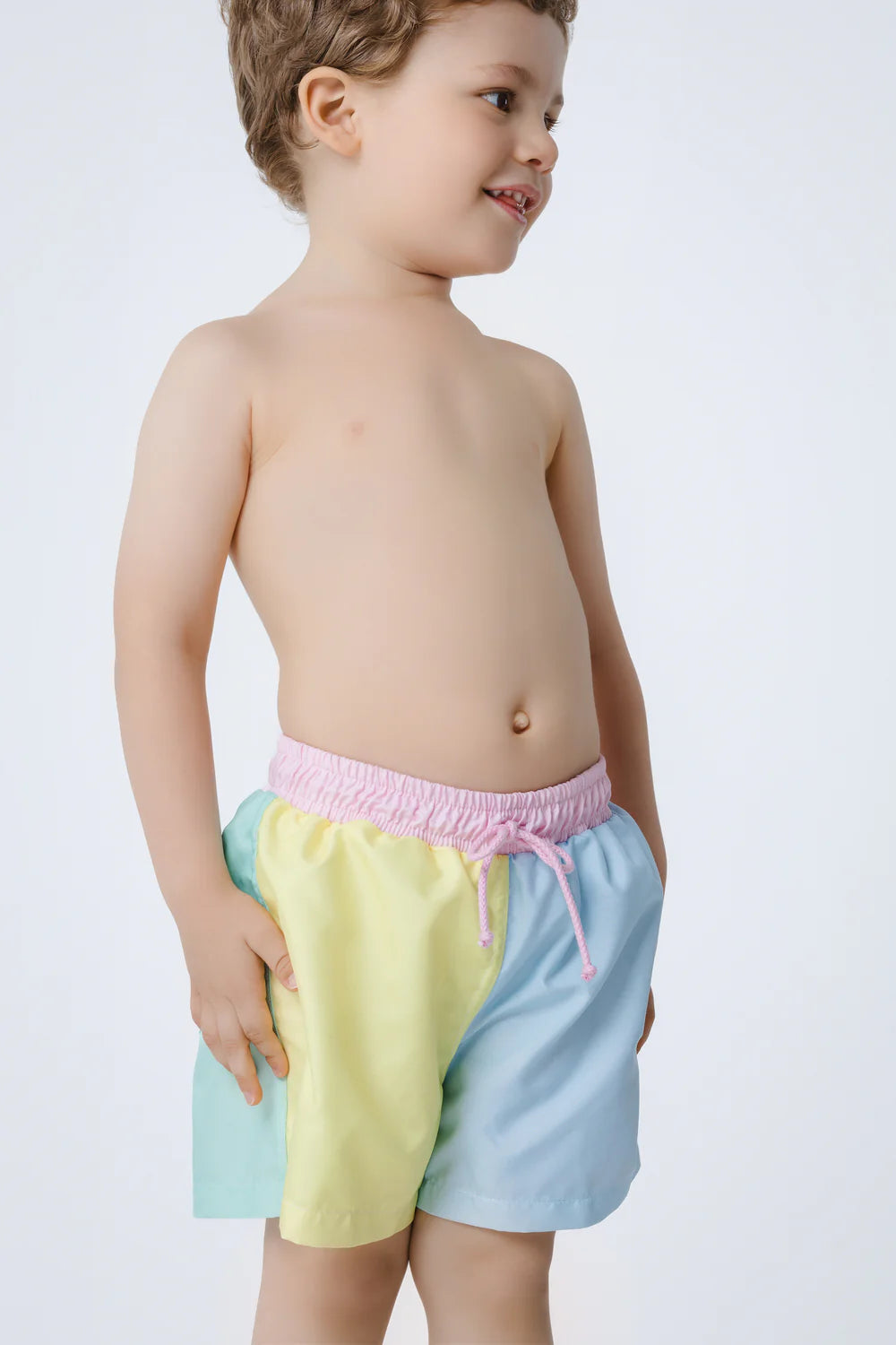 Sal & Pimenta Boys Swim Trunks - Dreamland Color Block - Pastels