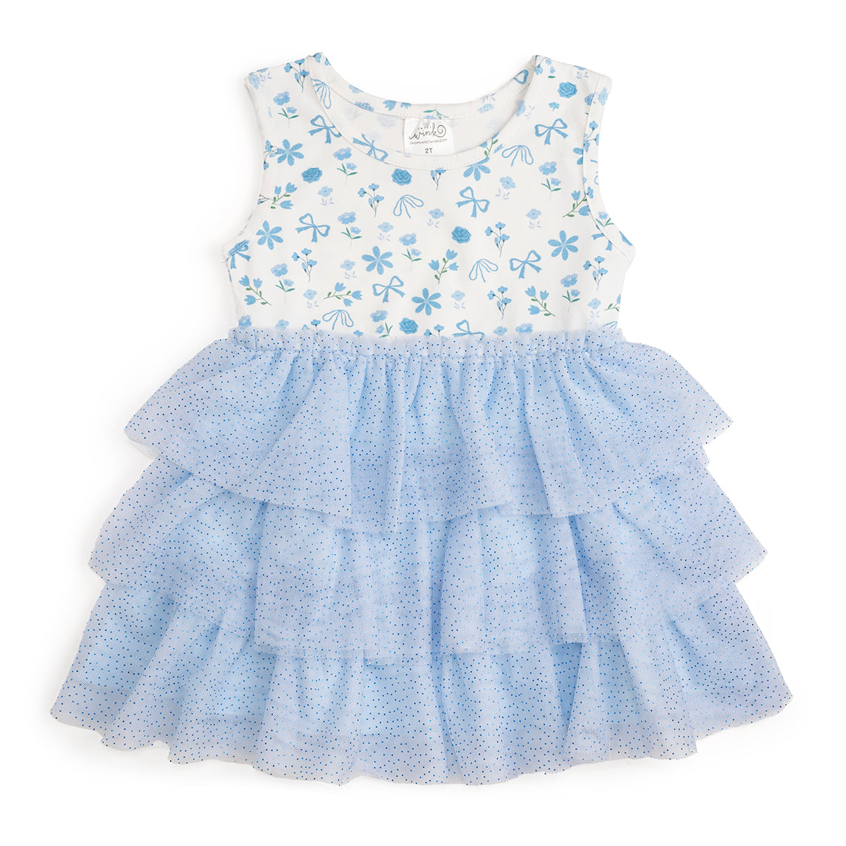 Sweet Wink Toddler Girls Sky Floral Tank Tutu Dress - Blue