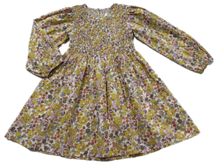 LuLu BeBe Girls Emily Smocked Bodice Dress - Yellow Floral