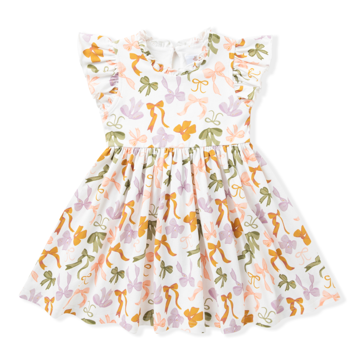 Swoon Baby Girls Flutter Dress - Bows Print