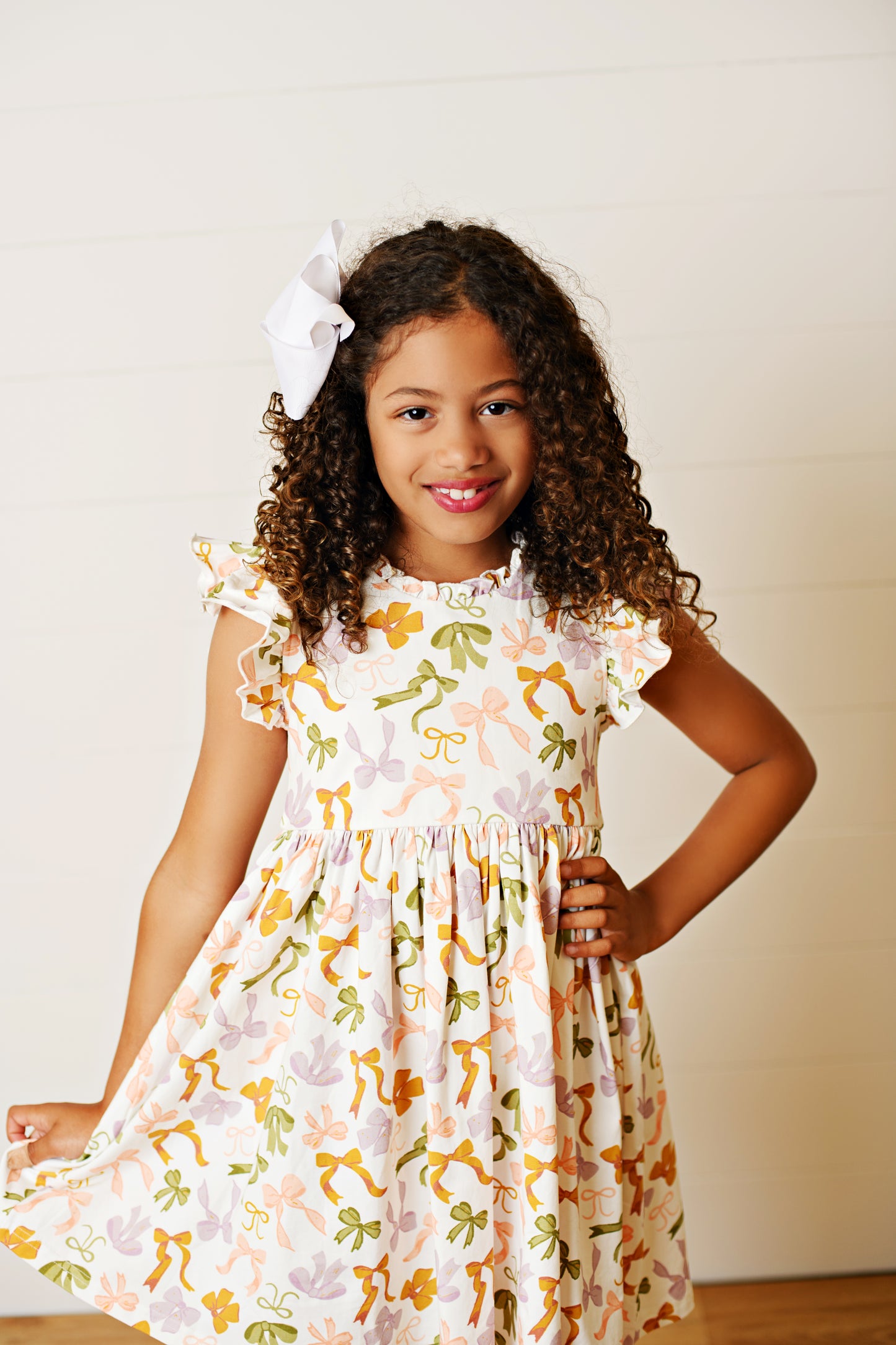 Swoon Baby Girls Flutter Dress - Bows Print
