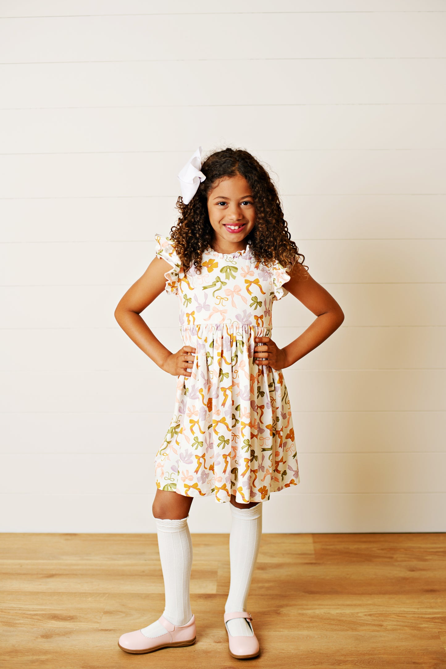 Swoon Baby Girls Flutter Dress - Bows Print