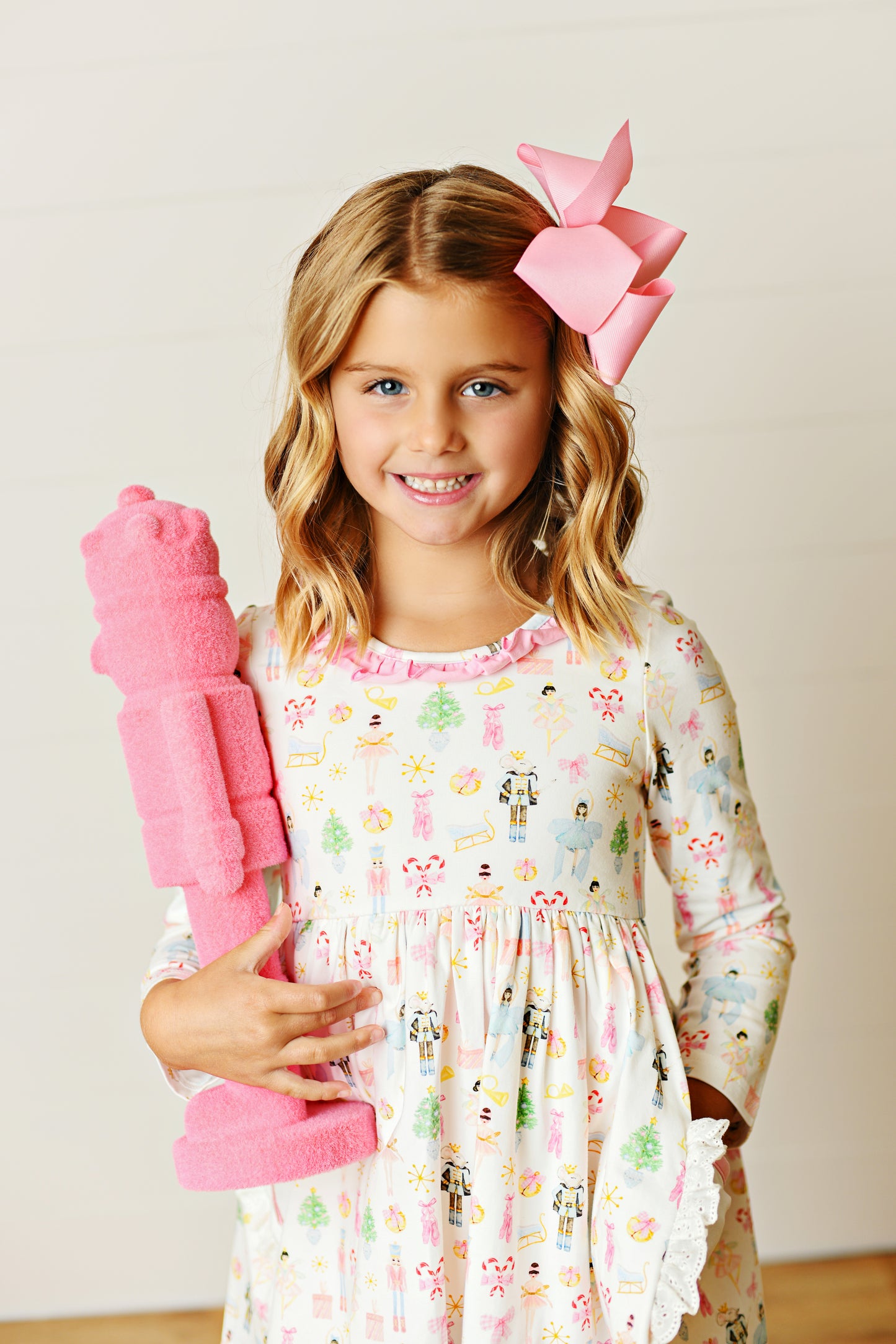 Swoon Baby Girls Pink Embroidery Pocket Dress - Christmas Nutcracker