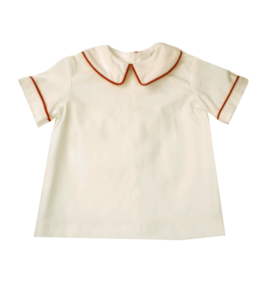 Funtasia Too Boys Dressy Shorts Set - Red Velvet with Ivory Corduroy Piped Shirt by Funtasia